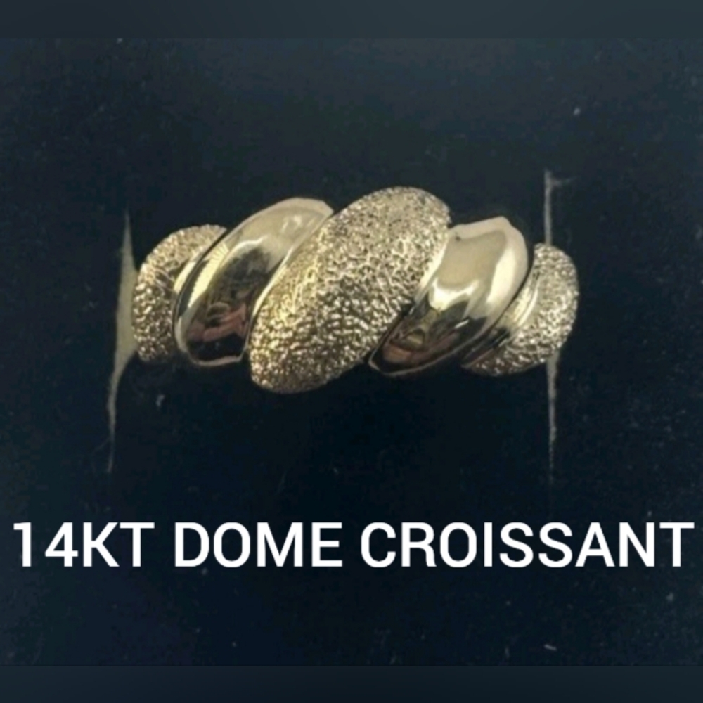 14KT Genuine Gold Dome Croissant Ring